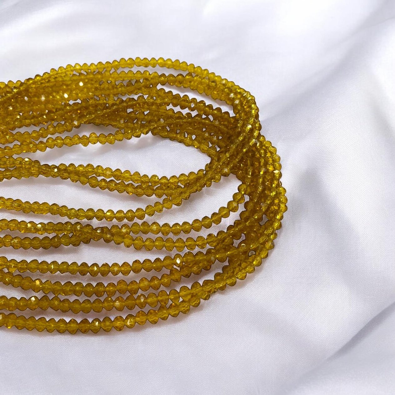 Kristal Dizi Cam Boncuk (3 mm) Opak Amber