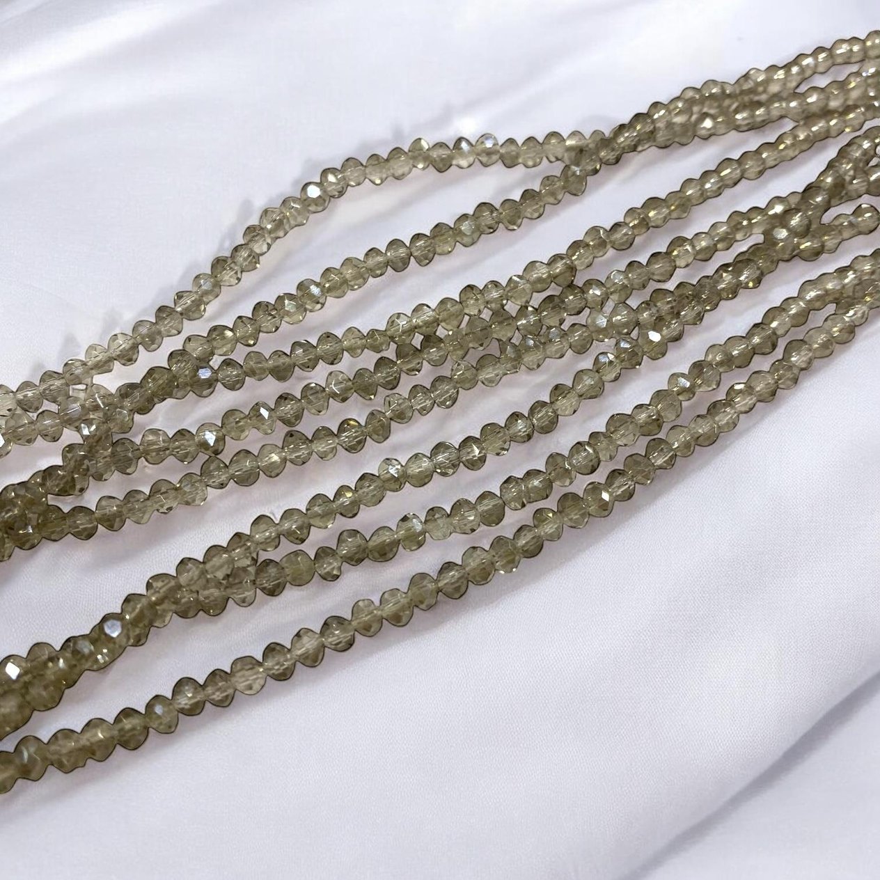Kristal Dizi Cam Boncuk (3 mm) Opak Silver
