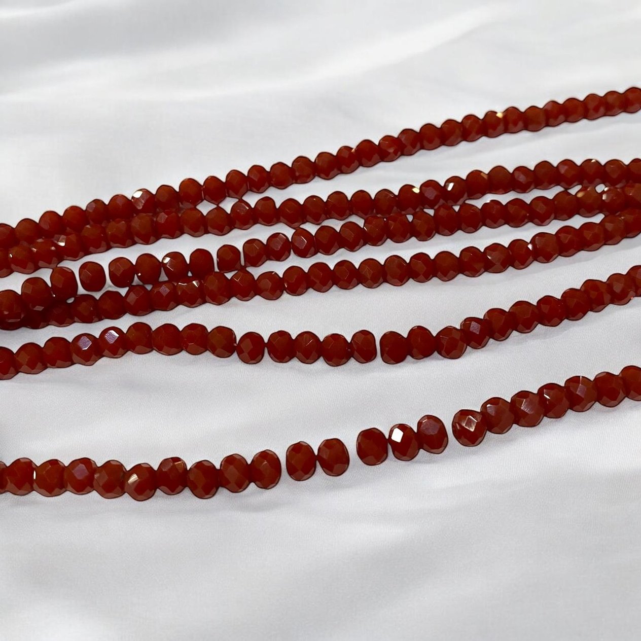 Kristal Dizi Cam Boncuk (6 mm) Mat Bordo