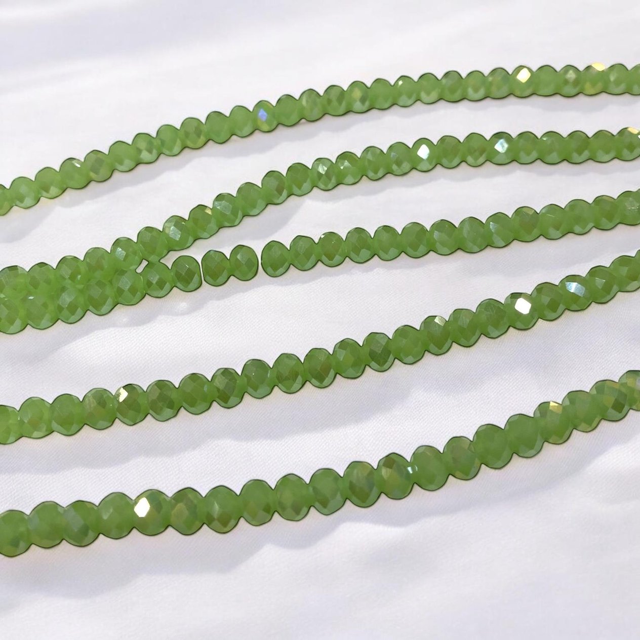 Kristal Dizi Cam Boncuk (6 mm) Mat Su Yeşili