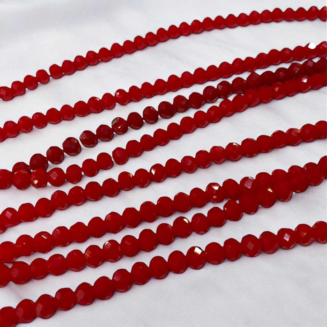 Kristal Dizi Cam Boncuk (6 mm) Mercan