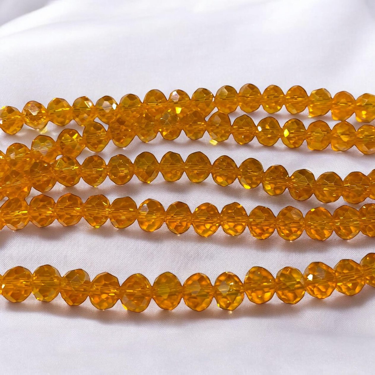 Kristal Dizi Cam Boncuk (8 mm) Saydam Turuncu