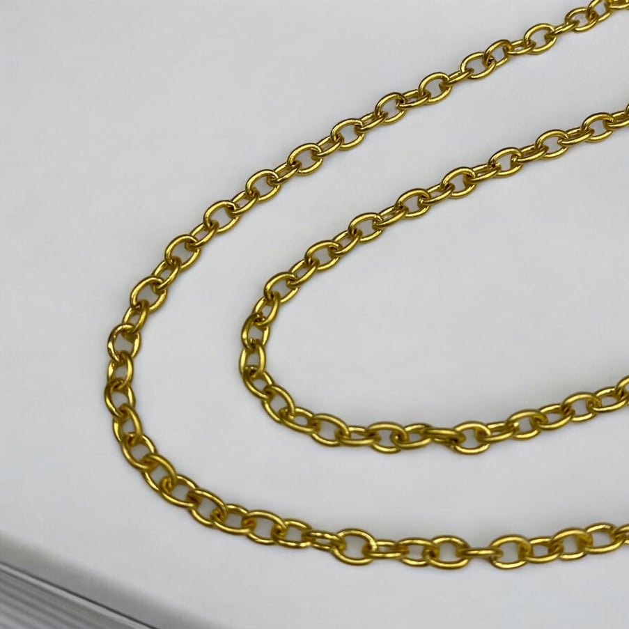 Oval Minimal Mat Altın Zincir