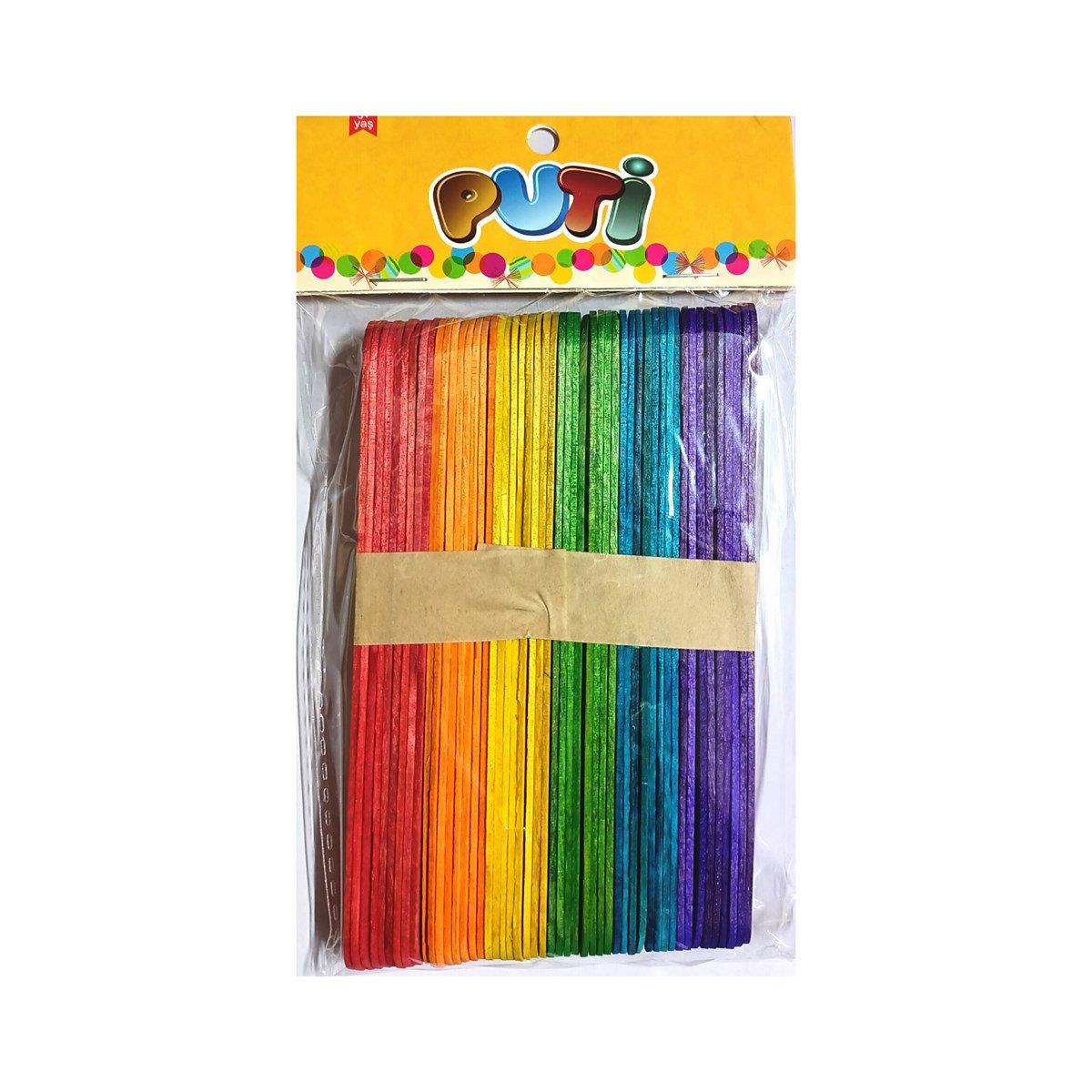 Renkli Ahşap, 50'li Dil Çubuğu - 14 CM