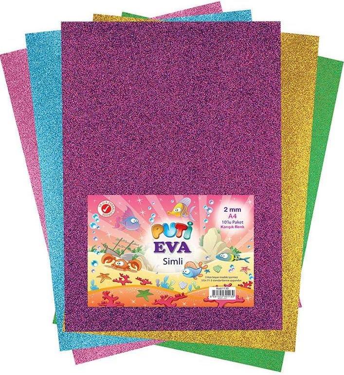 Simli Yapışkanlı Eva 20 x 30 Cm 10 Renk