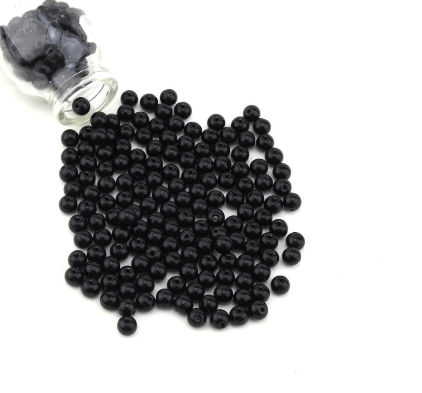 Siyah 10 MM, Cam Çanta İncisi Yarım Kilo (500GR.) Paket