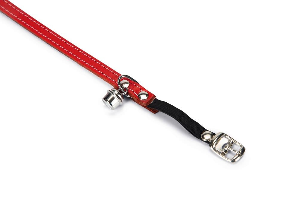 Beeztees Kedi Boyun Tasması, Deri, Zilli, Kırmızı, 24-29cm
