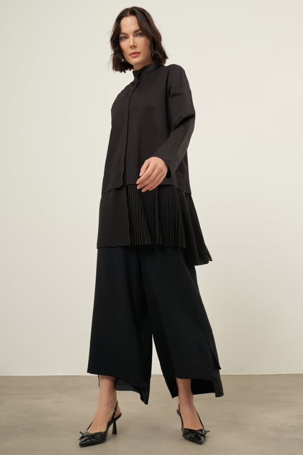 24FW74185 BEYS DESIGN COTON PLİSELİ GÖMLEK