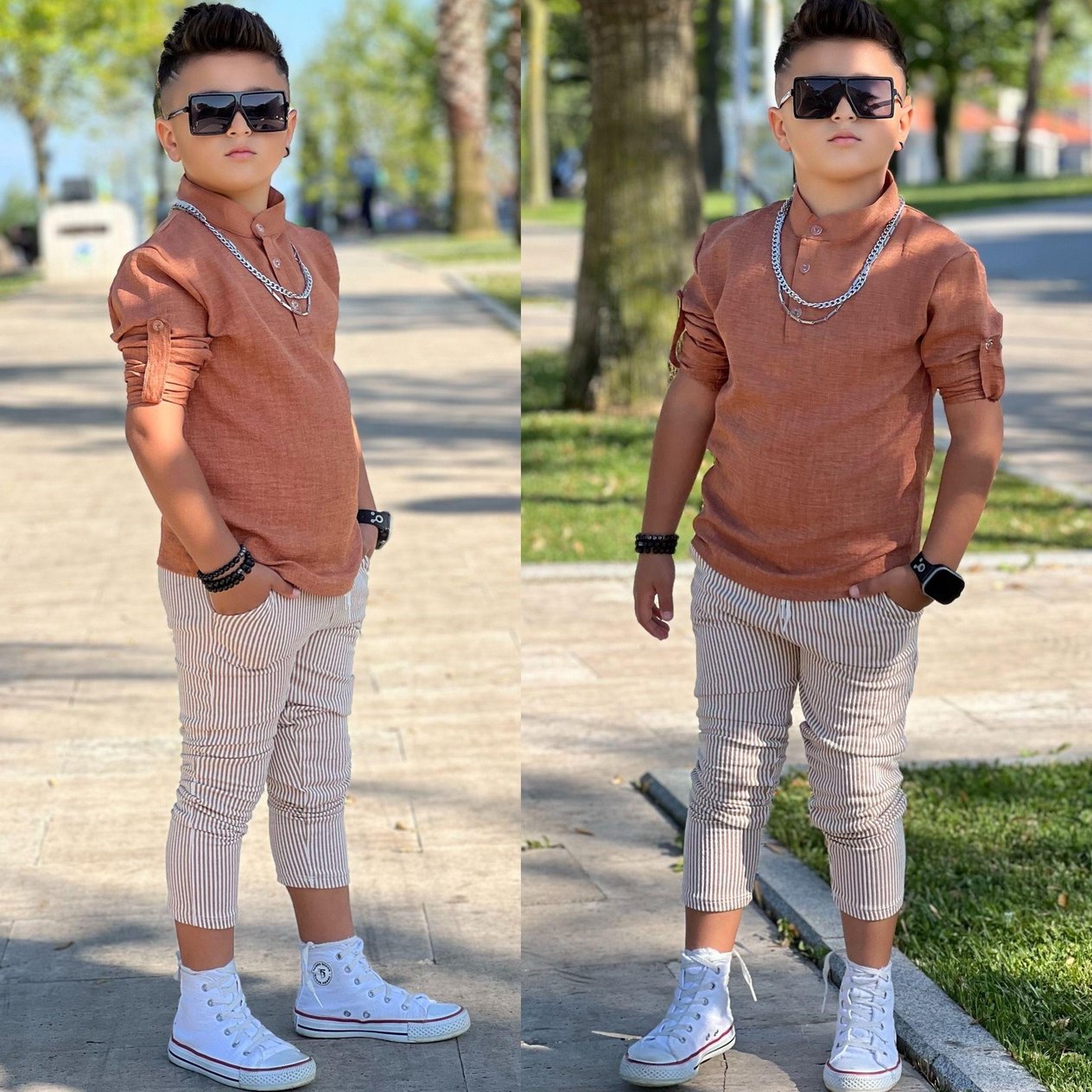 Keten Hakim Yaka Gömlekli Takım 