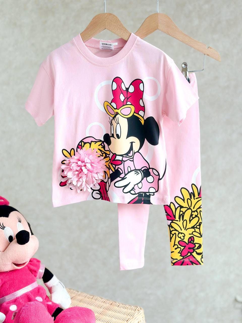 Mnnie Mouse Çiçek Detay Taytlı Takım 