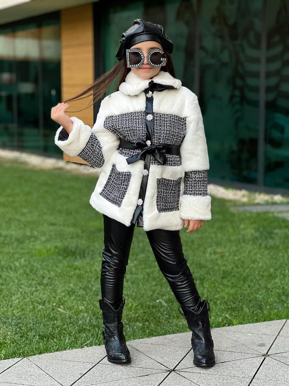 Tam 5 Parça Lycralı Deri Tayt, Body, Kürk, Şapka, Kemer Takım