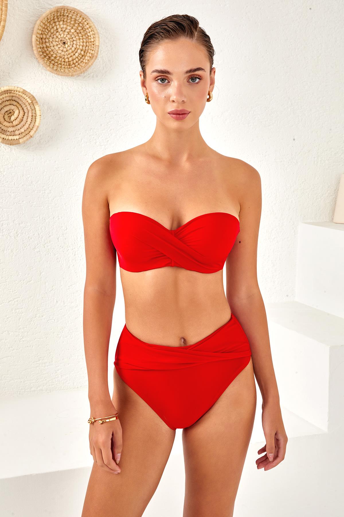 Kaplı Straplez Bikini Takım 4259
