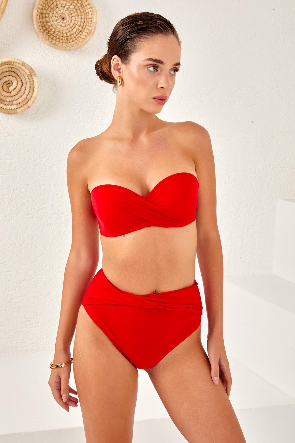 Kaplı Straplez Bikini Takım 4259