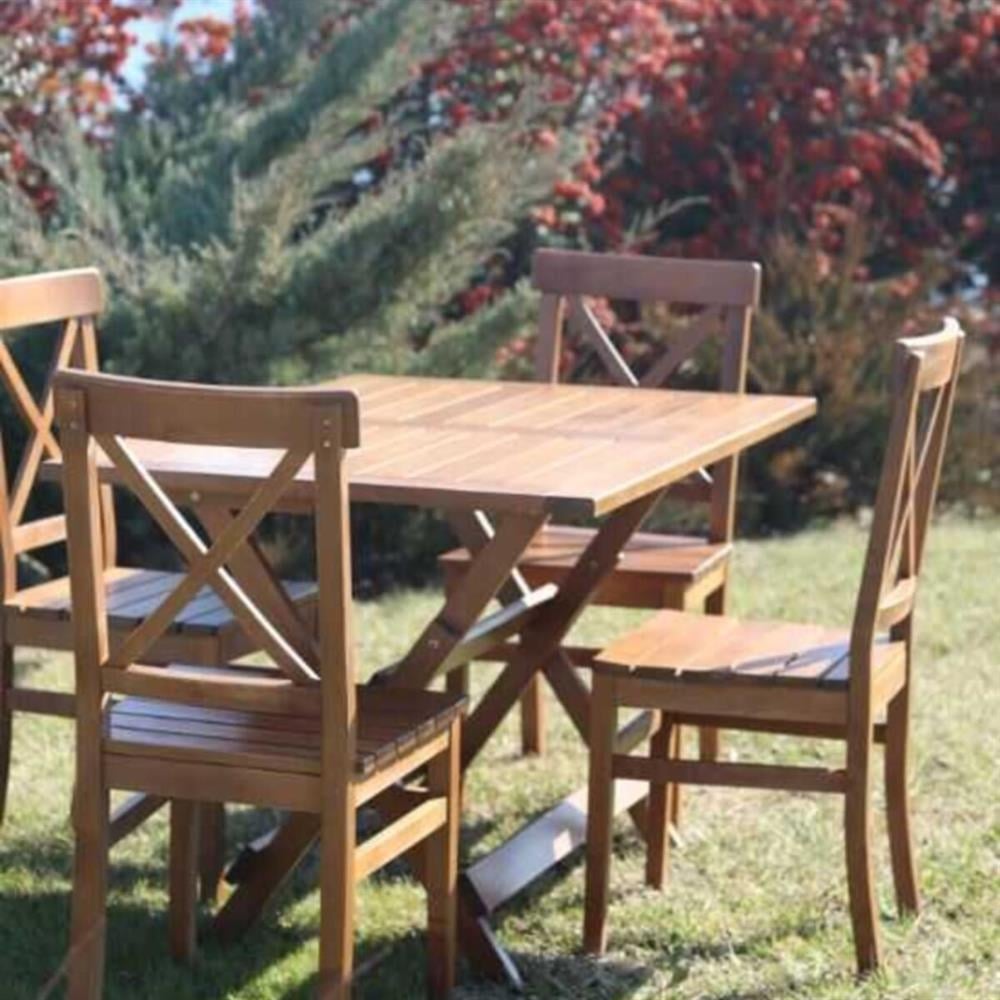 Çeşme Ahşap Masa Sandalye Takımları -4 Kişilik Bahçe Balkon Set