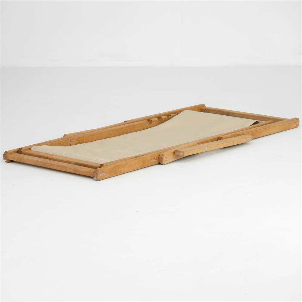 Flat Ahşap Şezlong PVC Kumaş -3 Kademeli Sırt Dayama, Kolçaklı