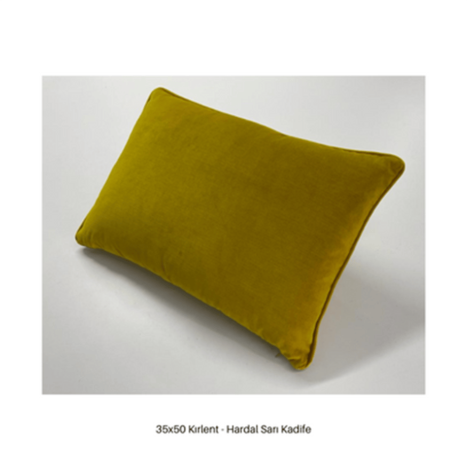 35x50 cm. İkili Takım Kadife Kumaşlı Kırlent - Hardal Sarı Tonunda 