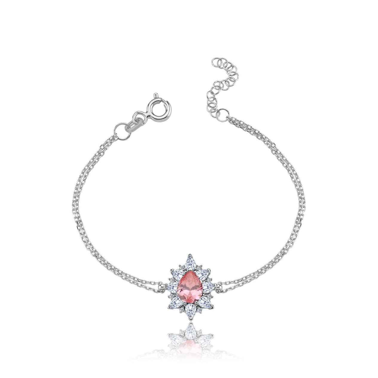 Effective Diamond Londra Tutkusu Pink Taşlı Gümüş Bileklik