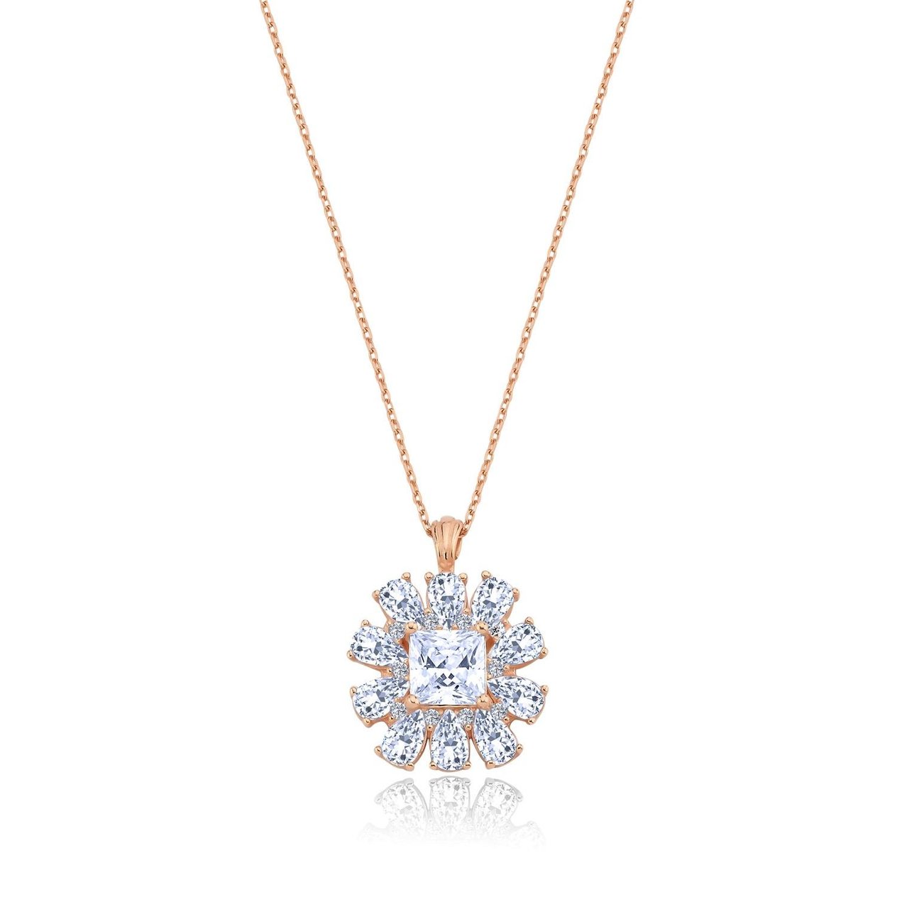 Effective Diamond Milano Rüyası Rose Renk Işıltılı Gümüş Kolye