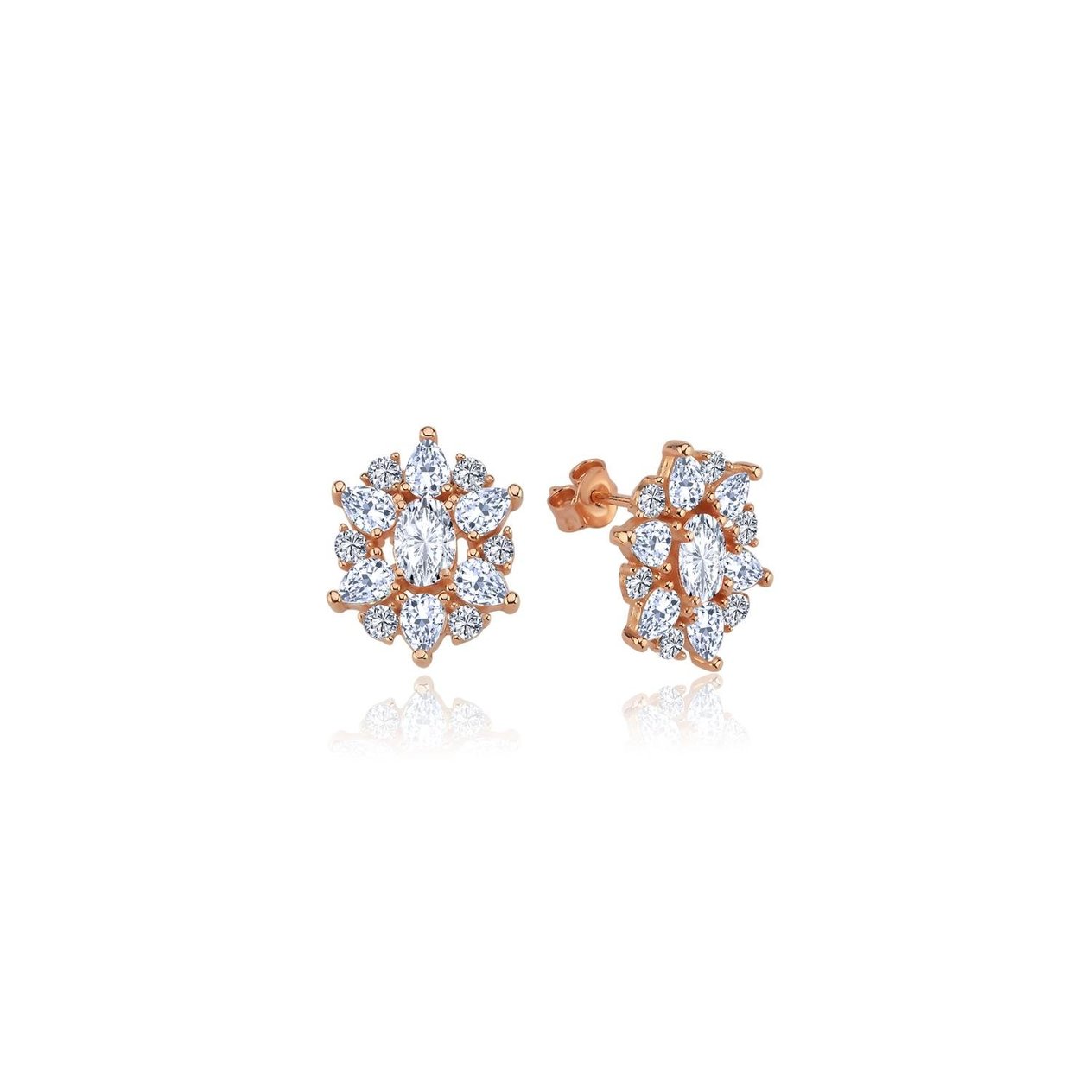 Effective Diamond Paris Işıltısı Rose Renk Işıltılı Gümüş Küpe
