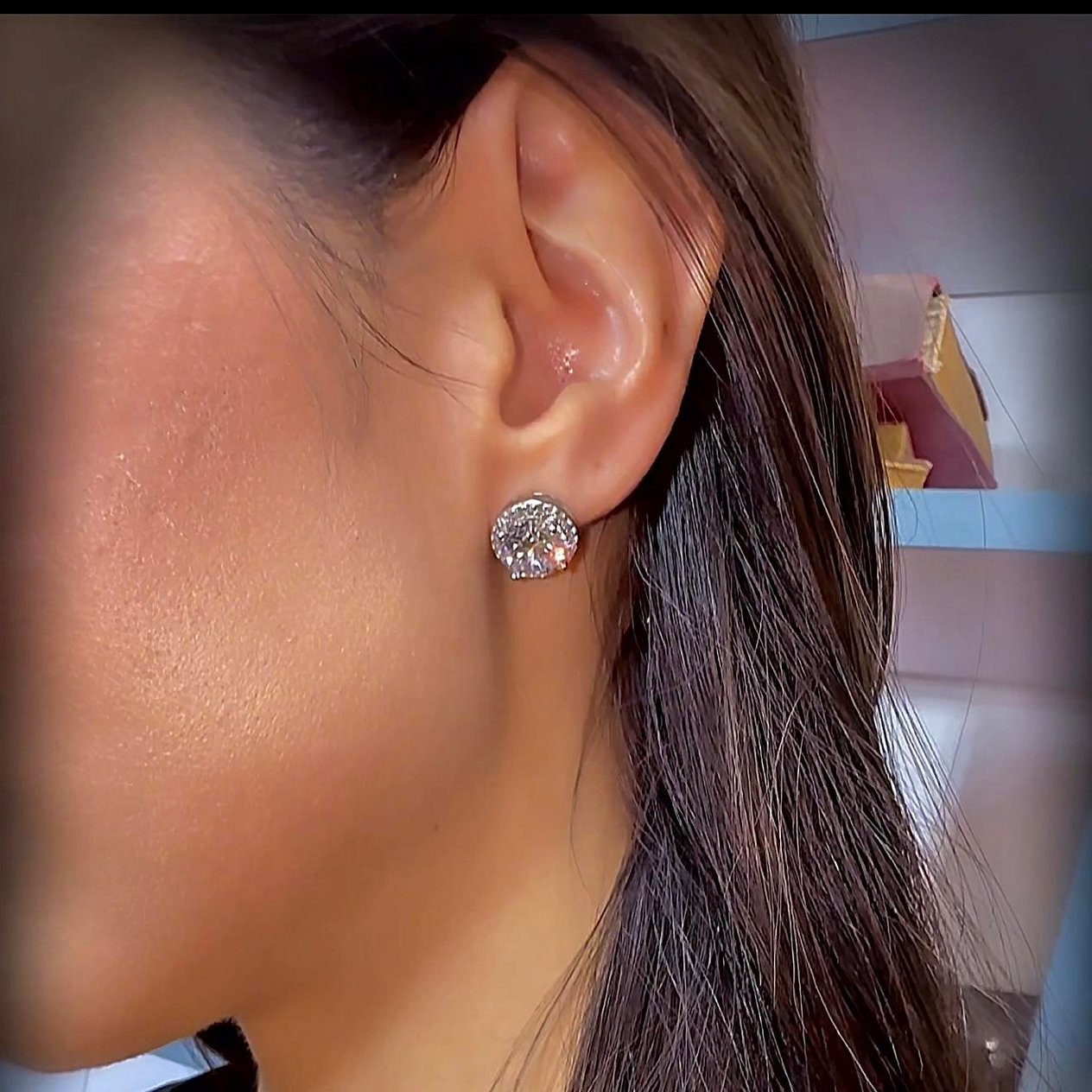 Effective Diamond Yeni 3 Karat Oval Gümüş Küpe