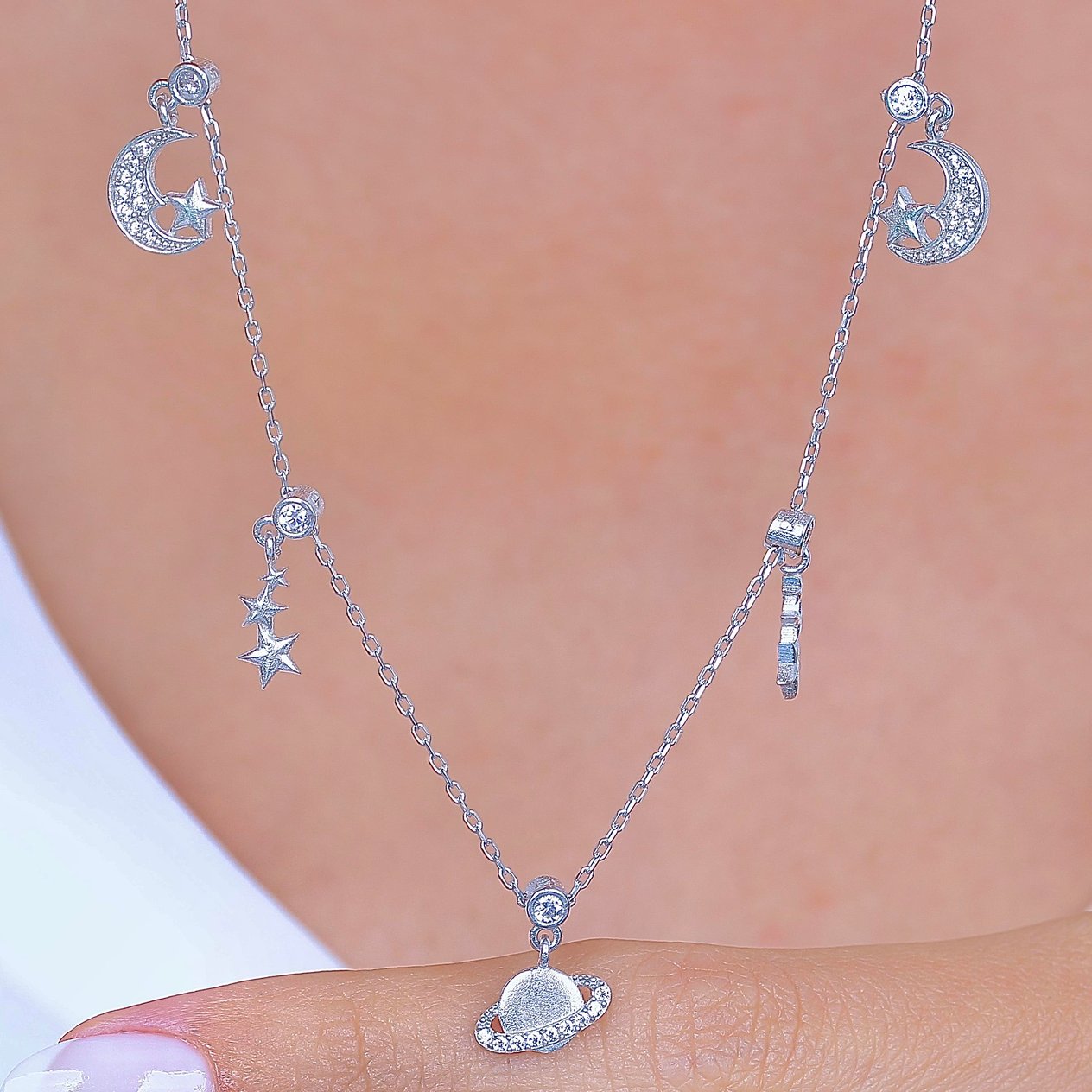 Galaksi Rüyası Choker Gümüş Şans Kolye