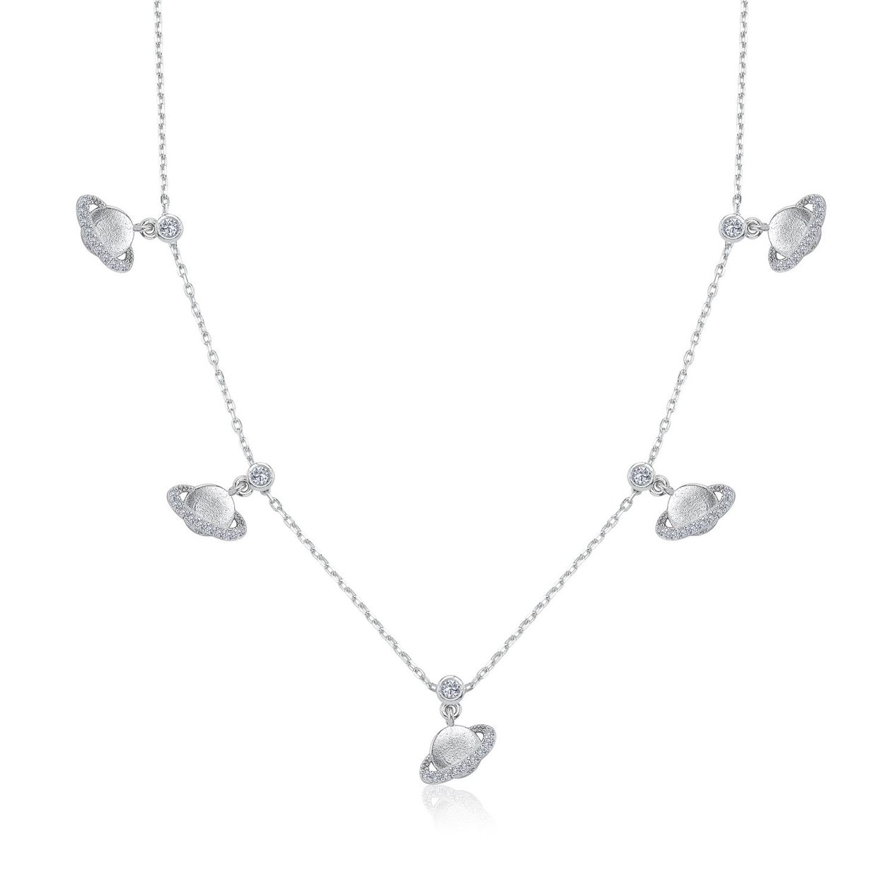 Işıltılı Gezegenler Choker Gümüş Şans Kolye