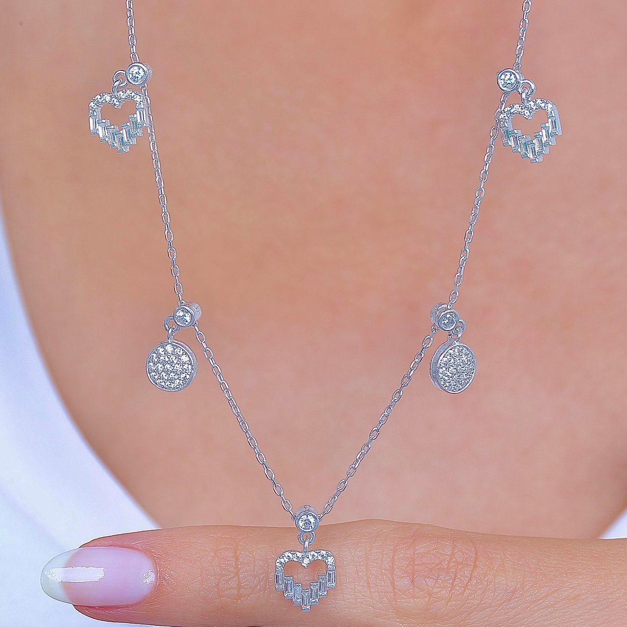 Kalp Ritmi Choker Gümüş Şans Kolye