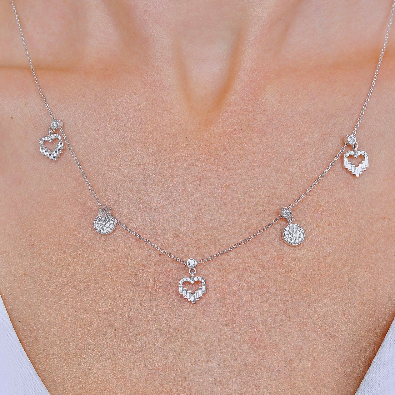 Kalp Ritmi Choker Gümüş Şans Kolye