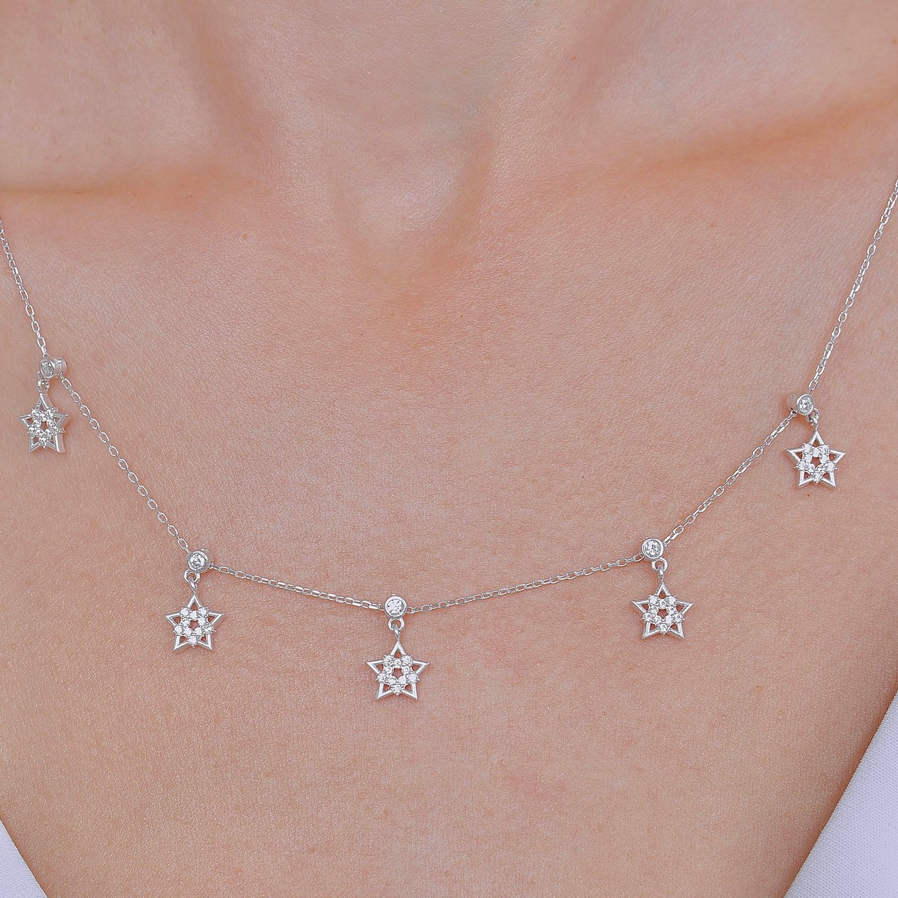 Yıldız Şöleni Choker Gümüş Şans Kolye