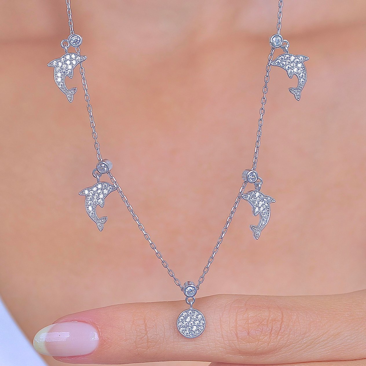 Yunusların Dansı Choker Gümüş Şans Kolye