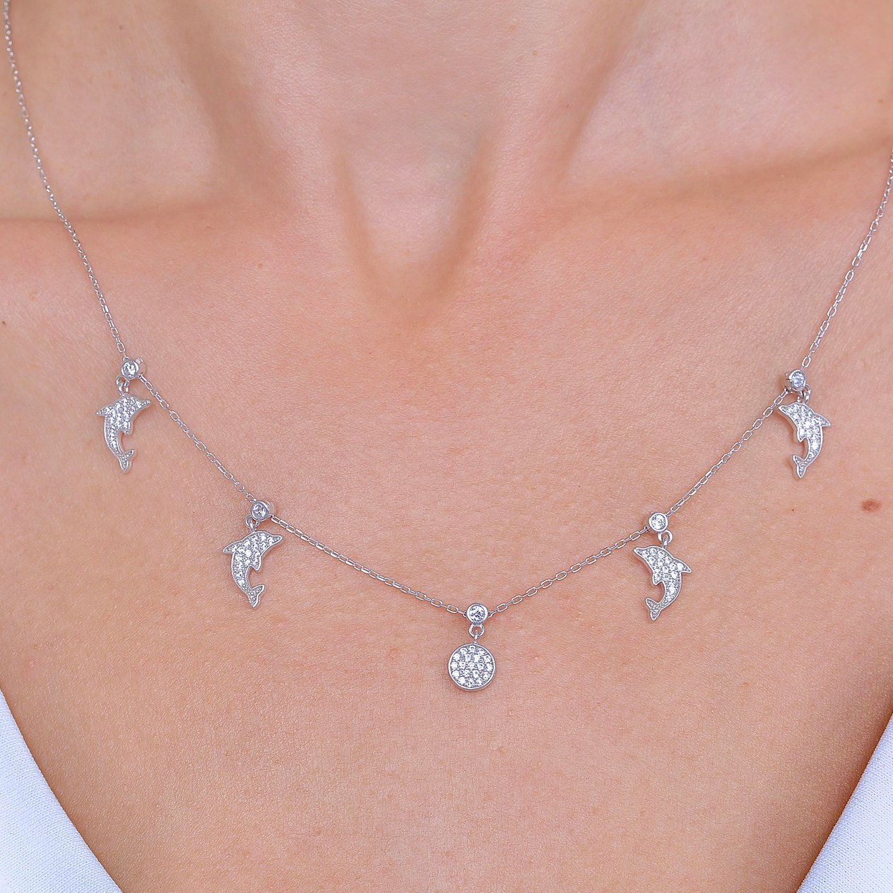 Yunusların Dansı Choker Gümüş Şans Kolye