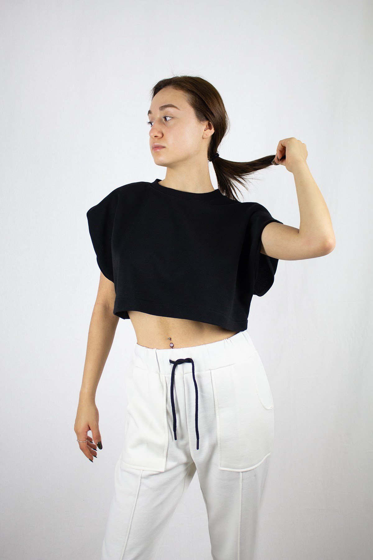 Siyah Basic Crop Top