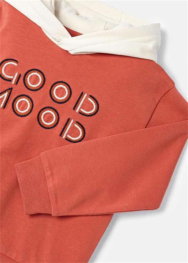 Mayoral Erkek Çocuk İşlemeli Kapüşonlu Sweatshirt Kırmızı 3482