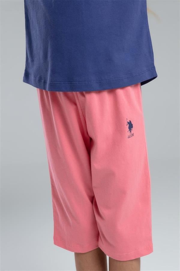 U.S. Polo Assn. Kız Çocuk Tişört Kapri Takım Koyu İndigo US2068-4