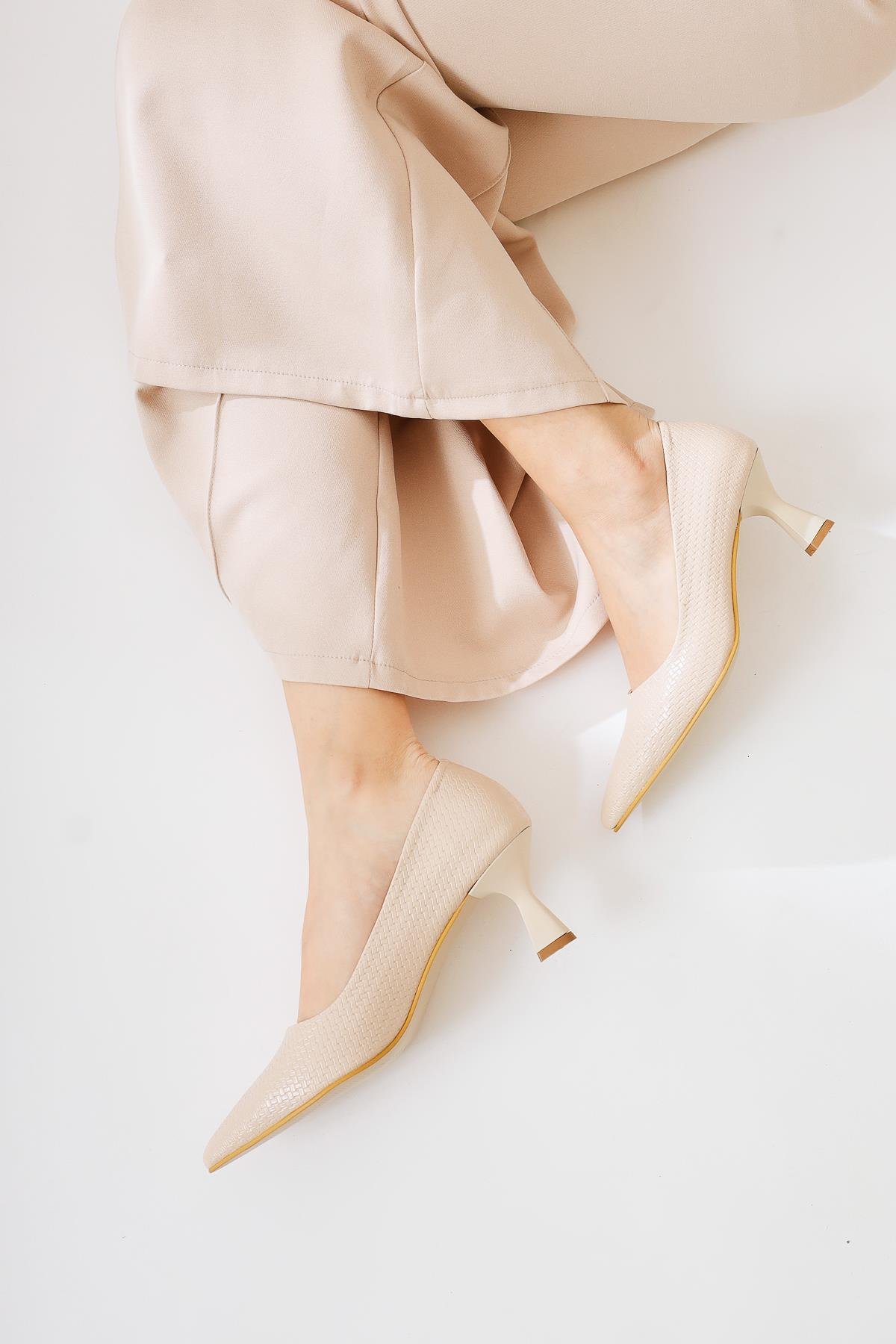 Dorothe Ten Desenli Kadeh Topuk Stiletto