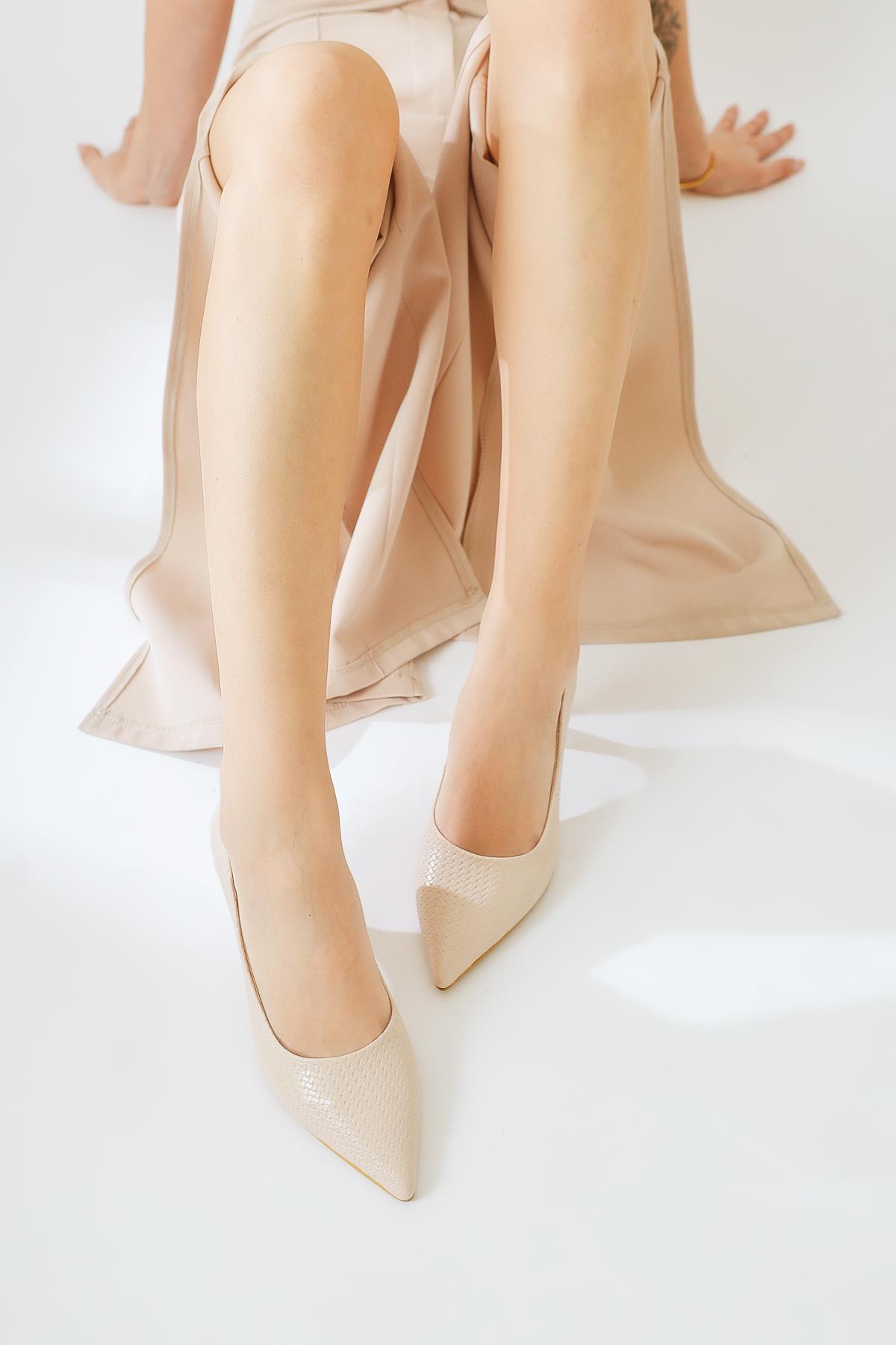 Dorothe Ten Desenli Kadeh Topuk Stiletto