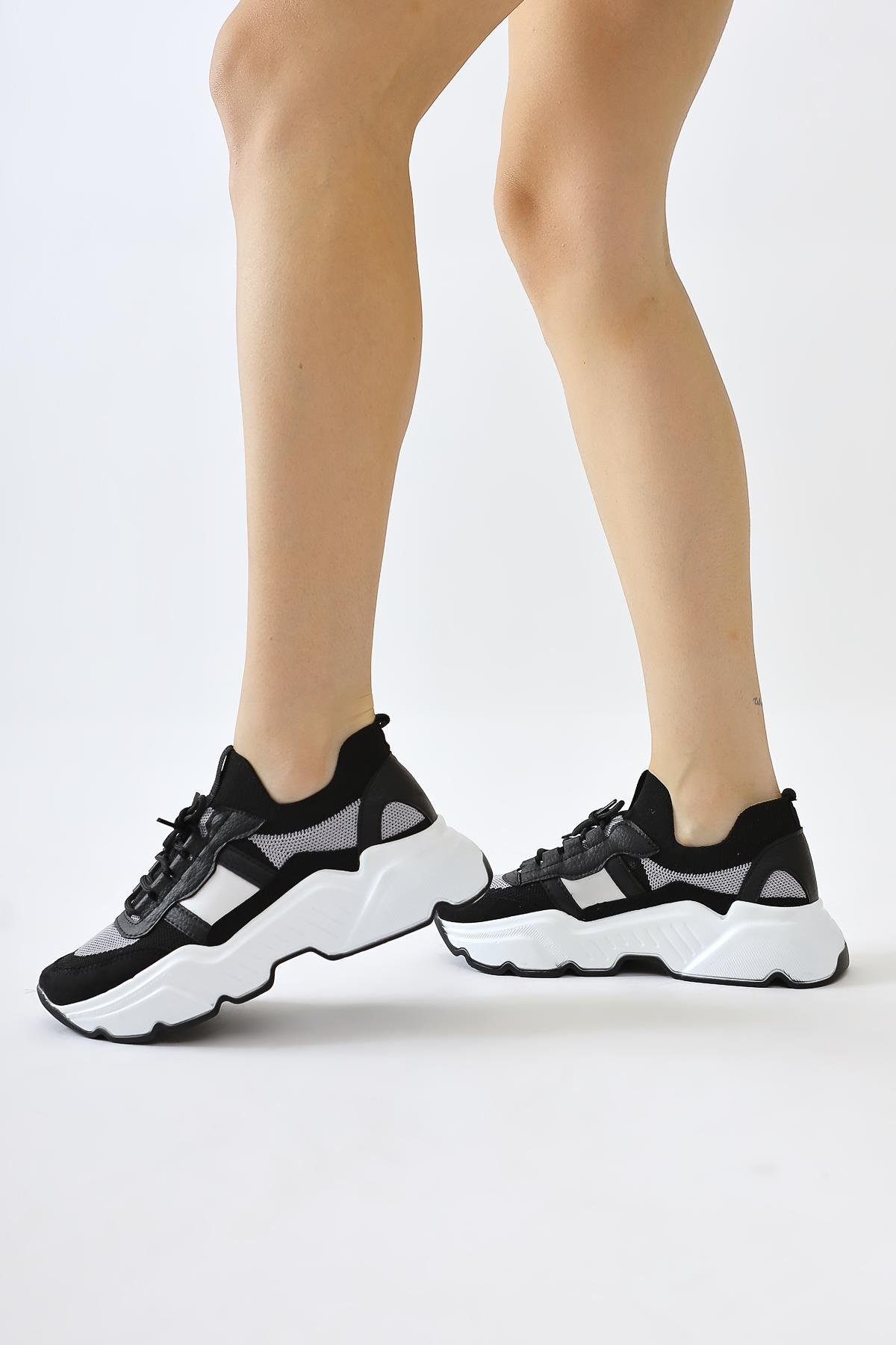 Mireia Siyah Süet Detaylı Örgü Sneakers