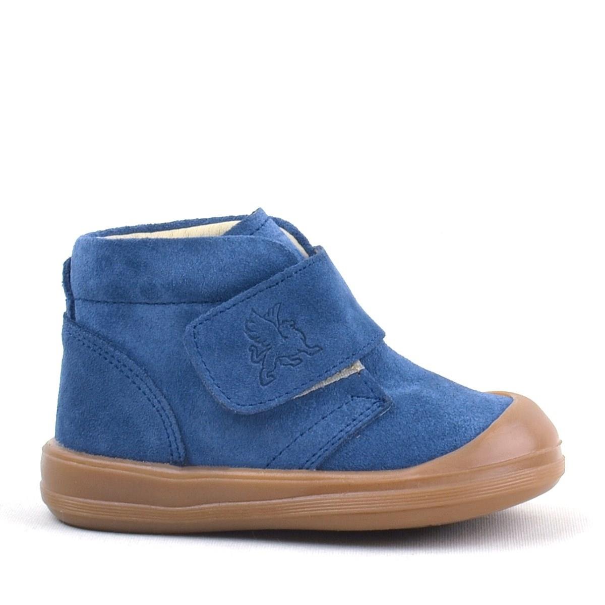 Yoohoo Hakiki Deri Lacivert Cırtlı Unisex Bebek Bot