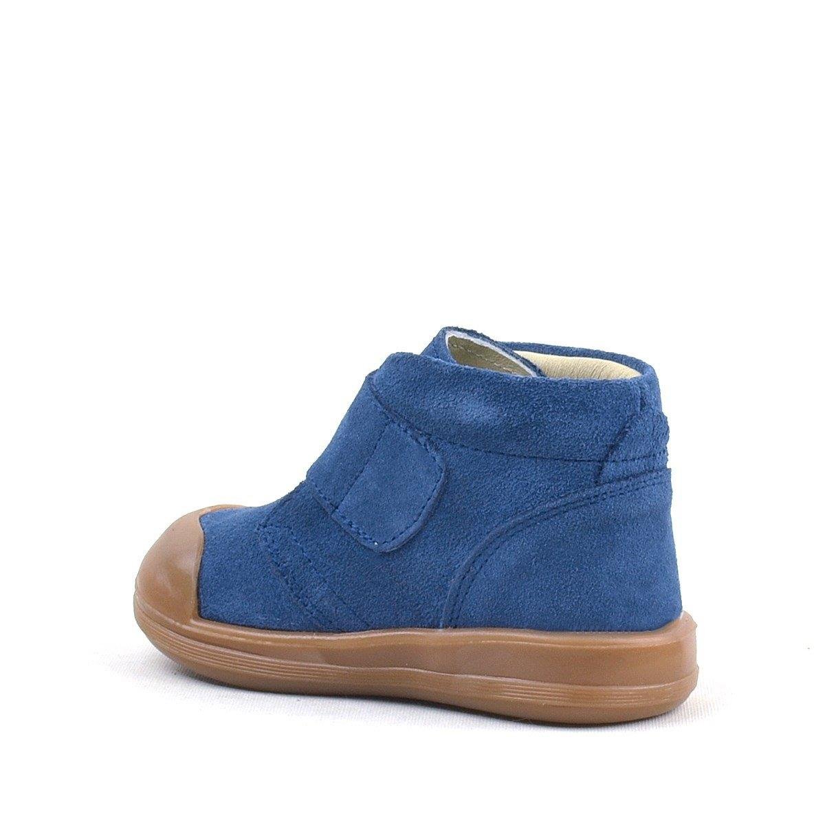 Yoohoo Hakiki Deri Lacivert Cırtlı Unisex Bebek Bot
