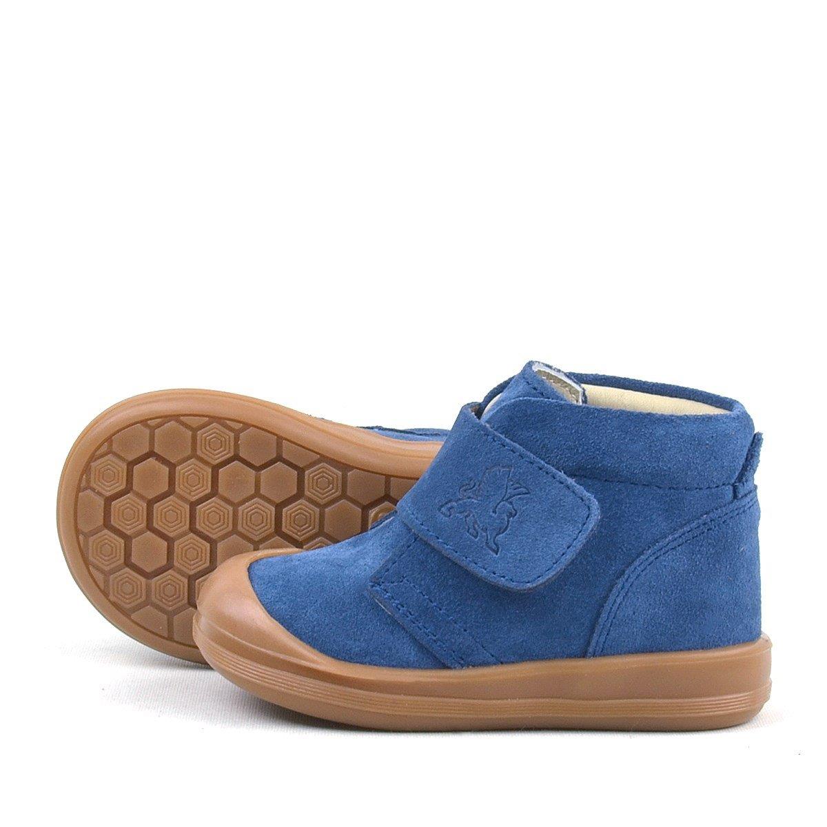 Yoohoo Hakiki Deri Lacivert Cırtlı Unisex Bebek Bot