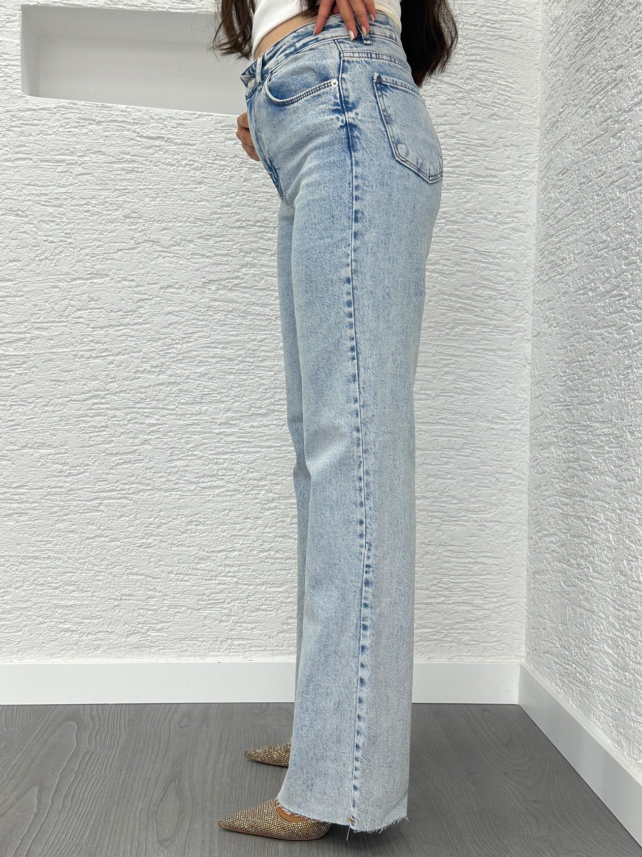 Açık Mavi Straight Kesim Jean Pantolon