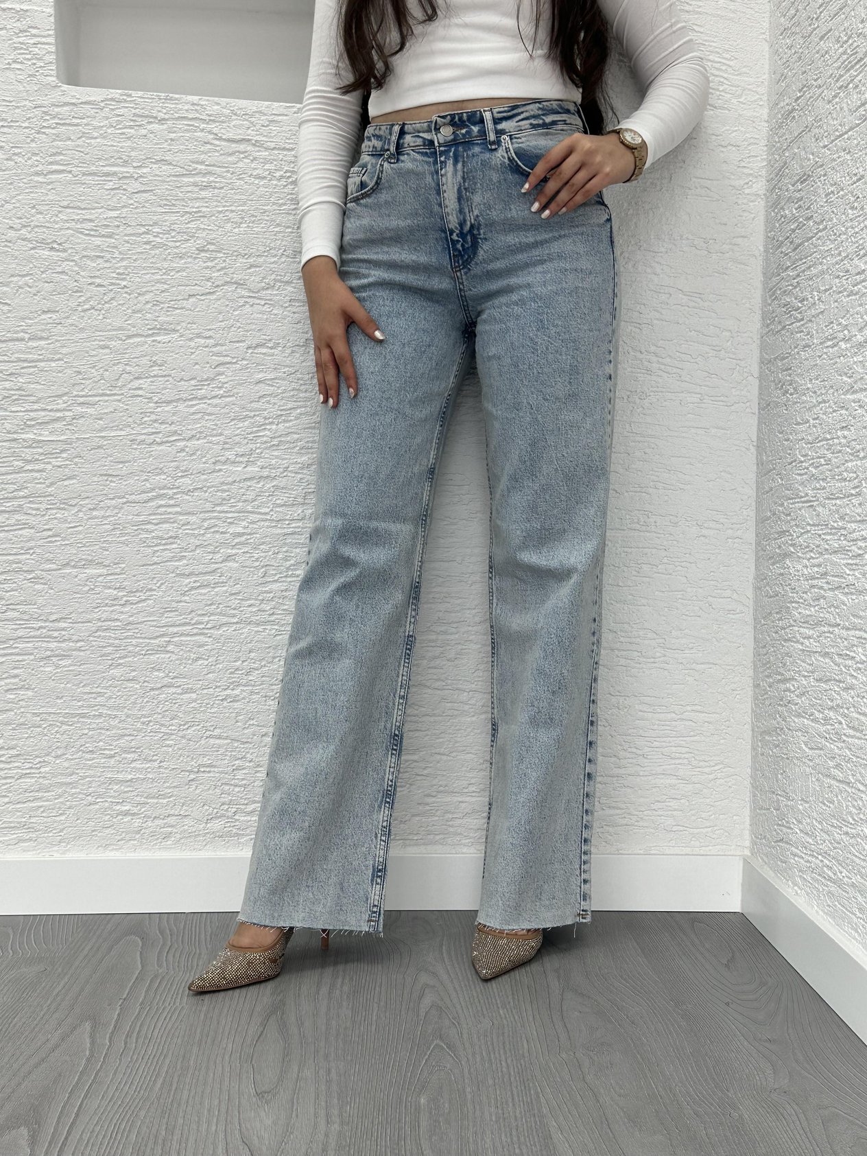 Açık Mavi Straight Kesim Jean Pantolon