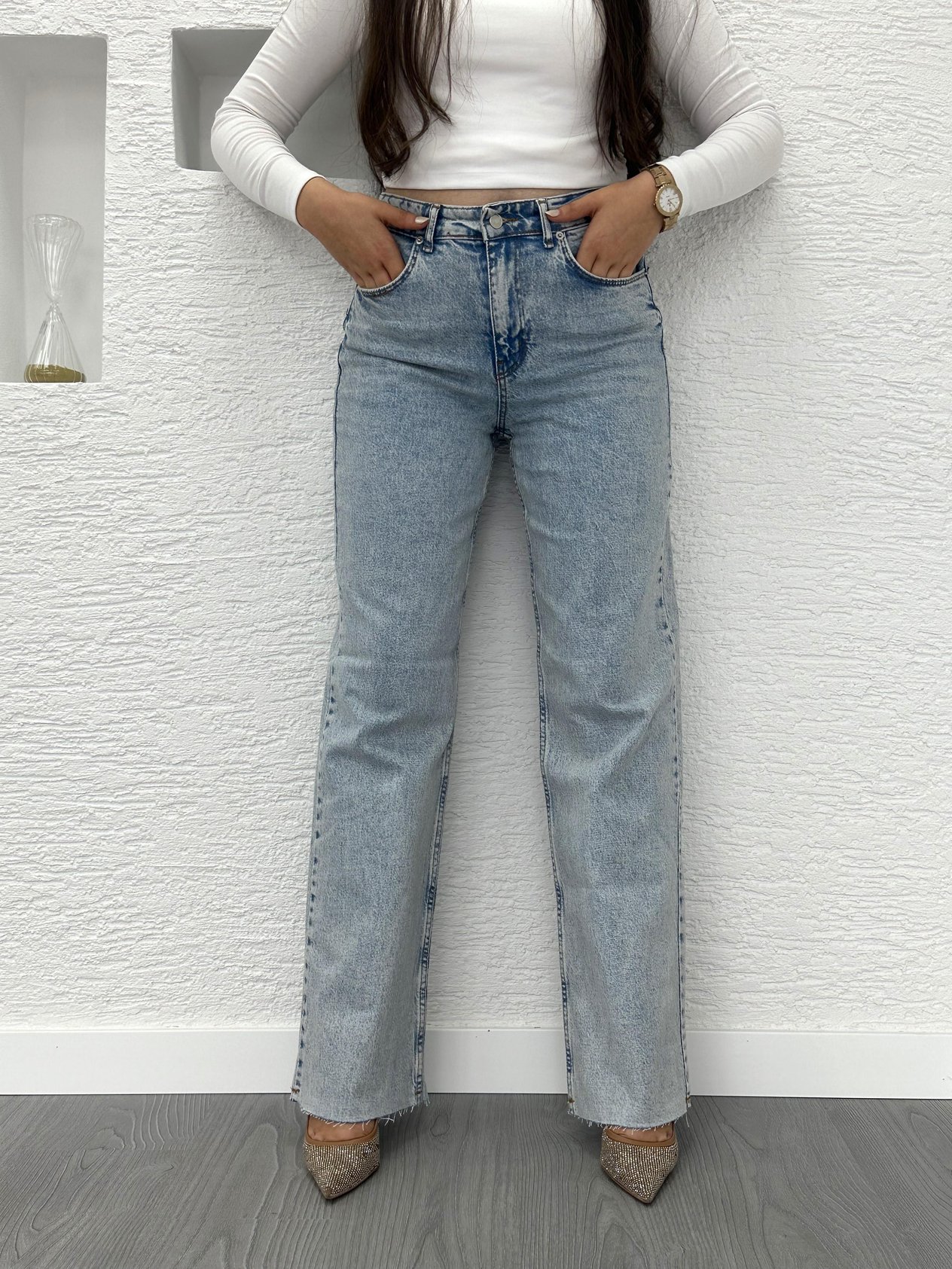 Açık Mavi Straight Kesim Jean Pantolon