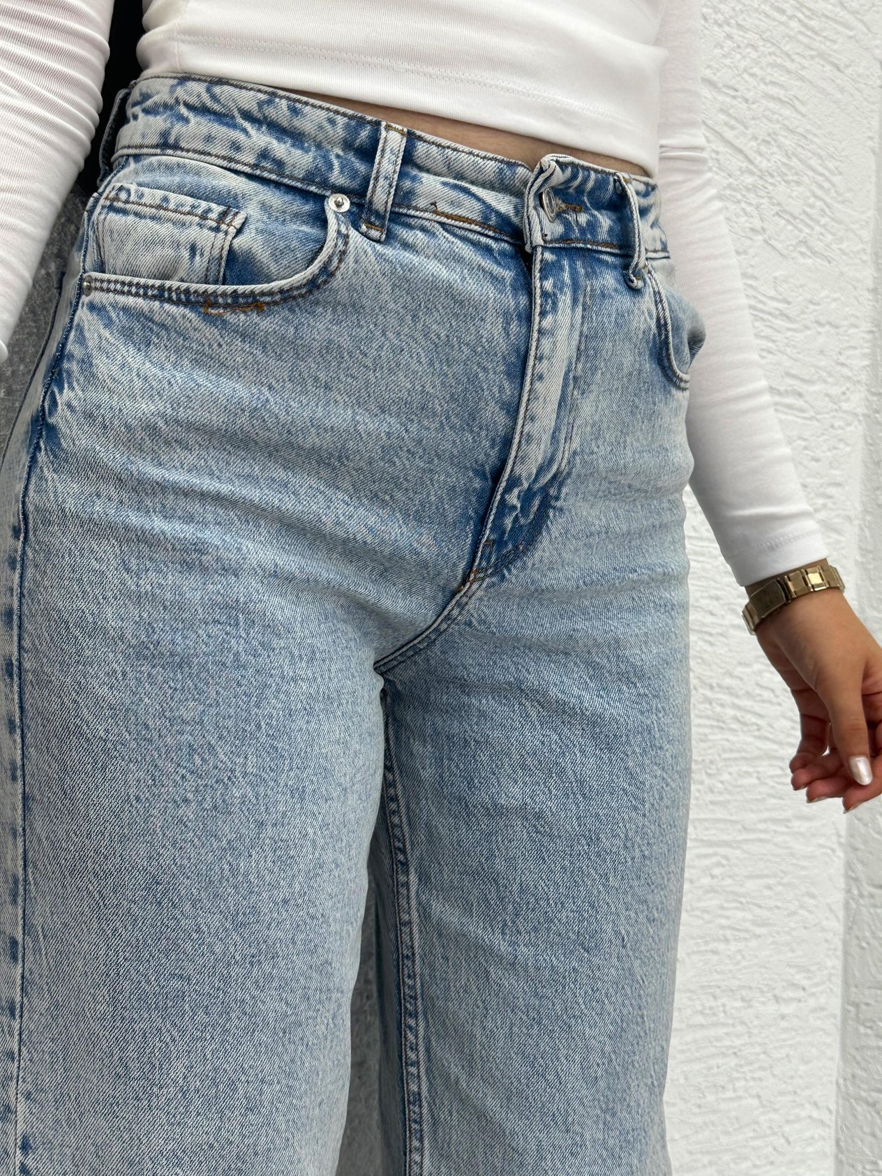 Açık Mavi Straight Kesim Jean Pantolon