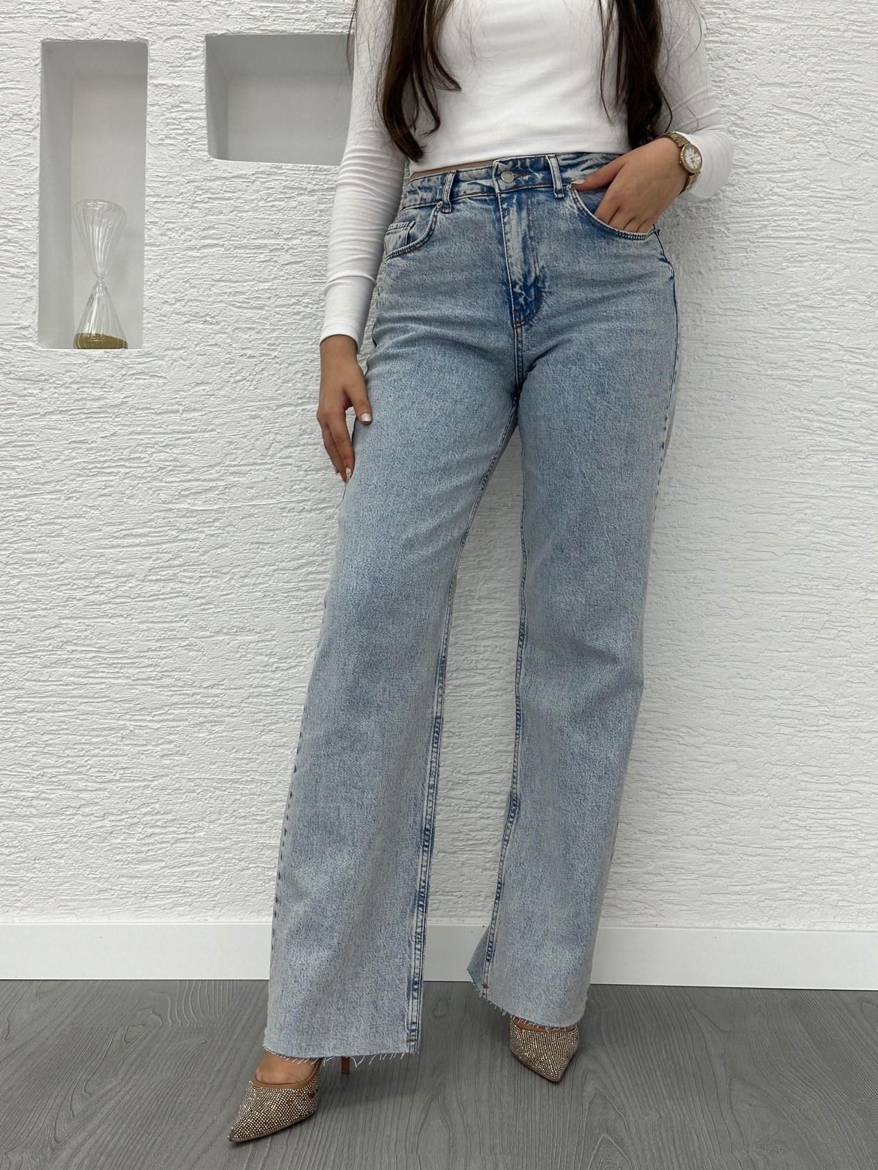 Açık Mavi Straight Kesim Jean Pantolon
