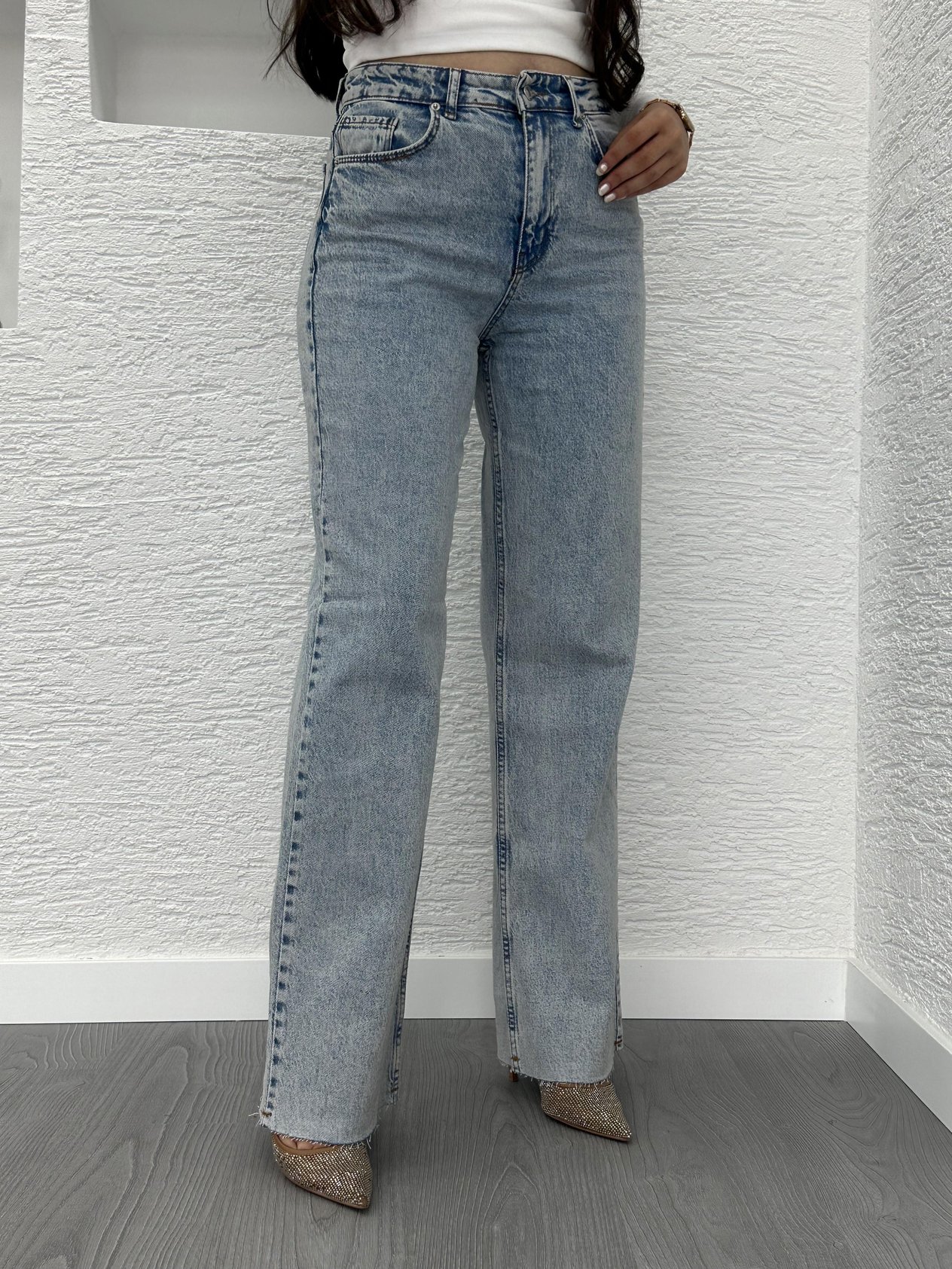 Açık Mavi Straight Kesim Jean Pantolon