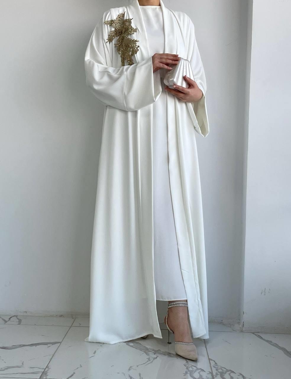 Beyaz Nida Abaya Takım 