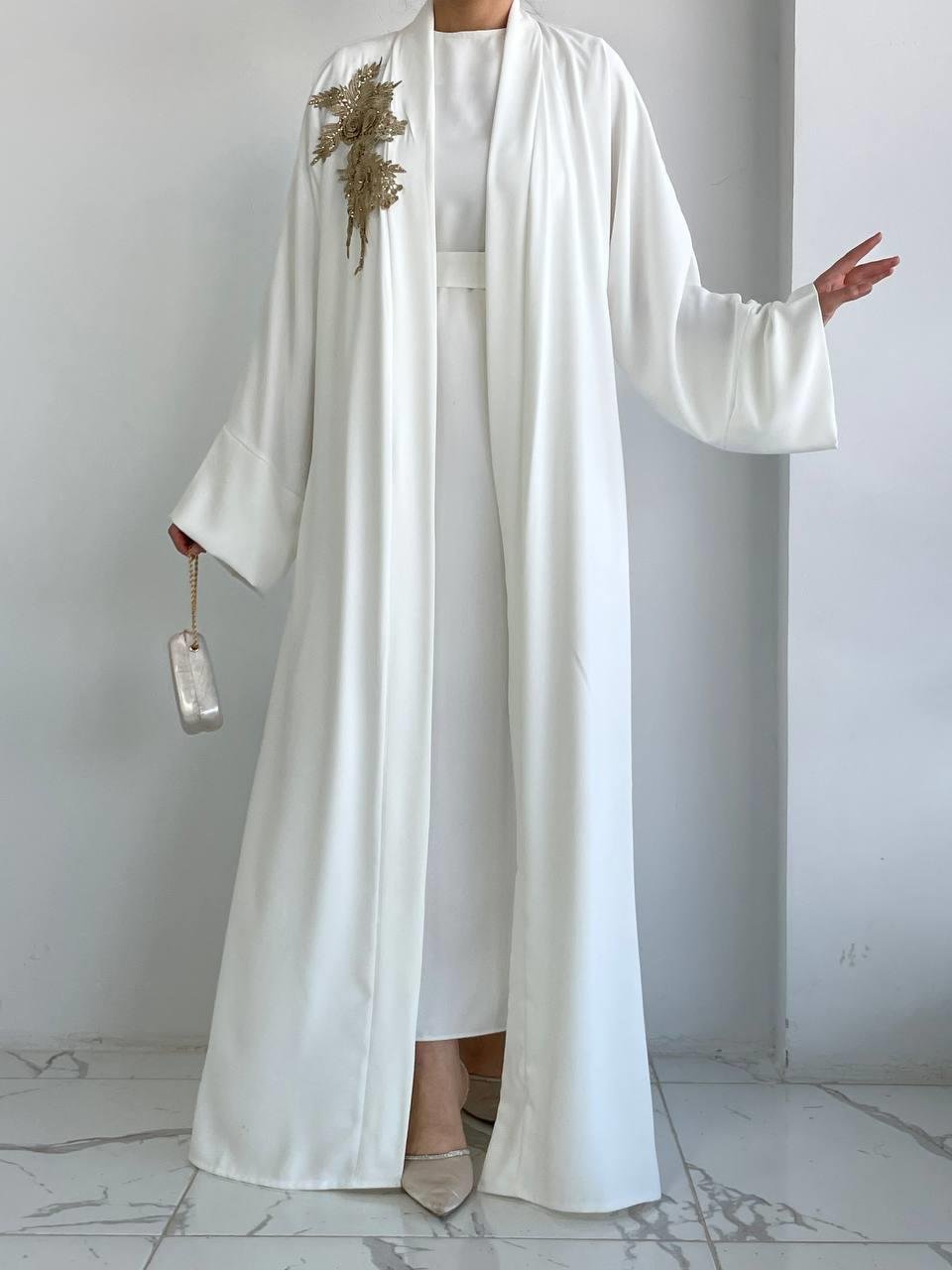 Beyaz Nida Abaya Takım 