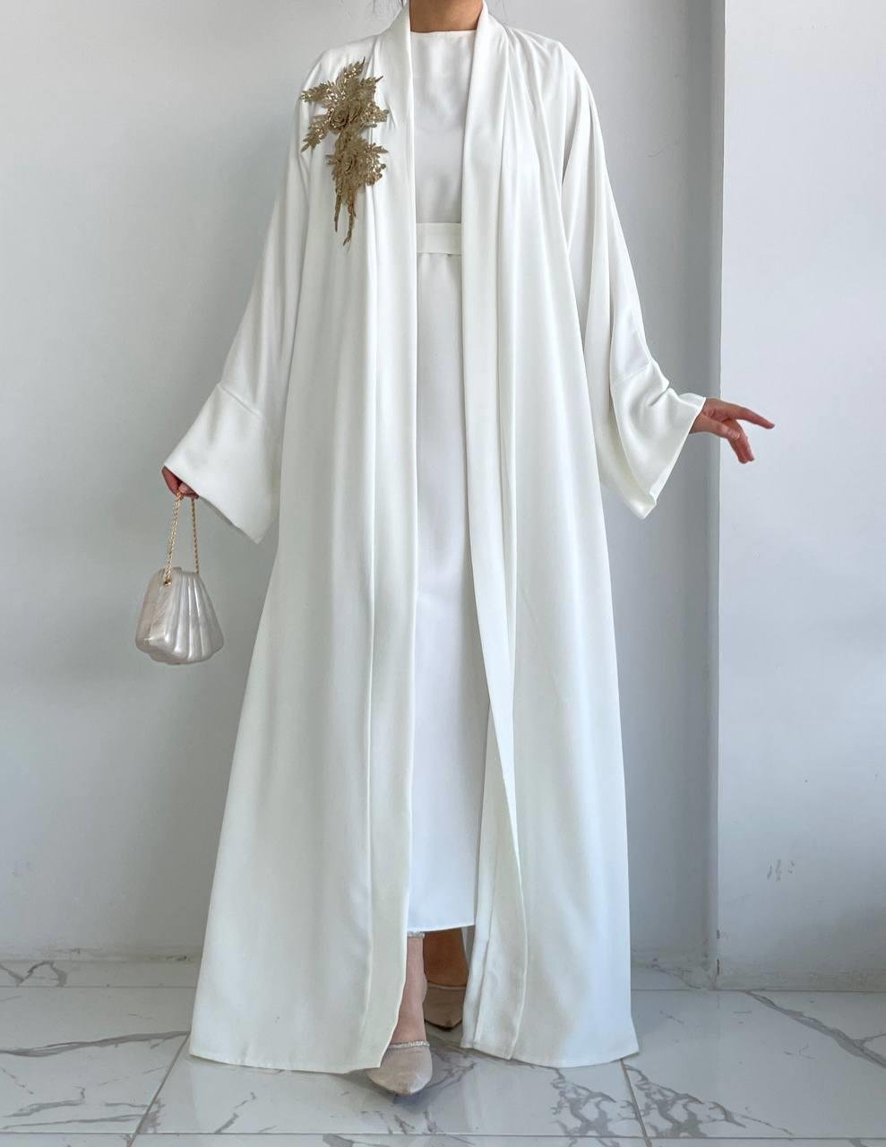 Beyaz Nida Abaya Takım 