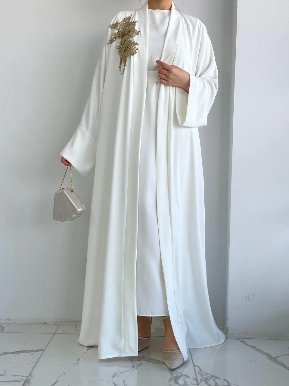 Beyaz Nida Abaya Takım 